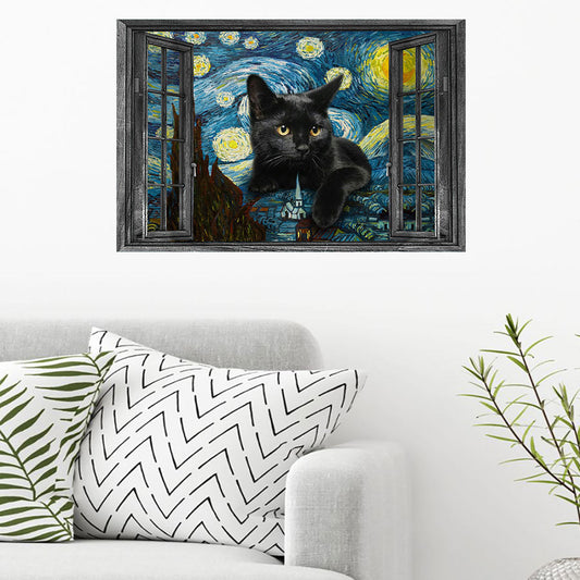 Starry Night - Cat Poster