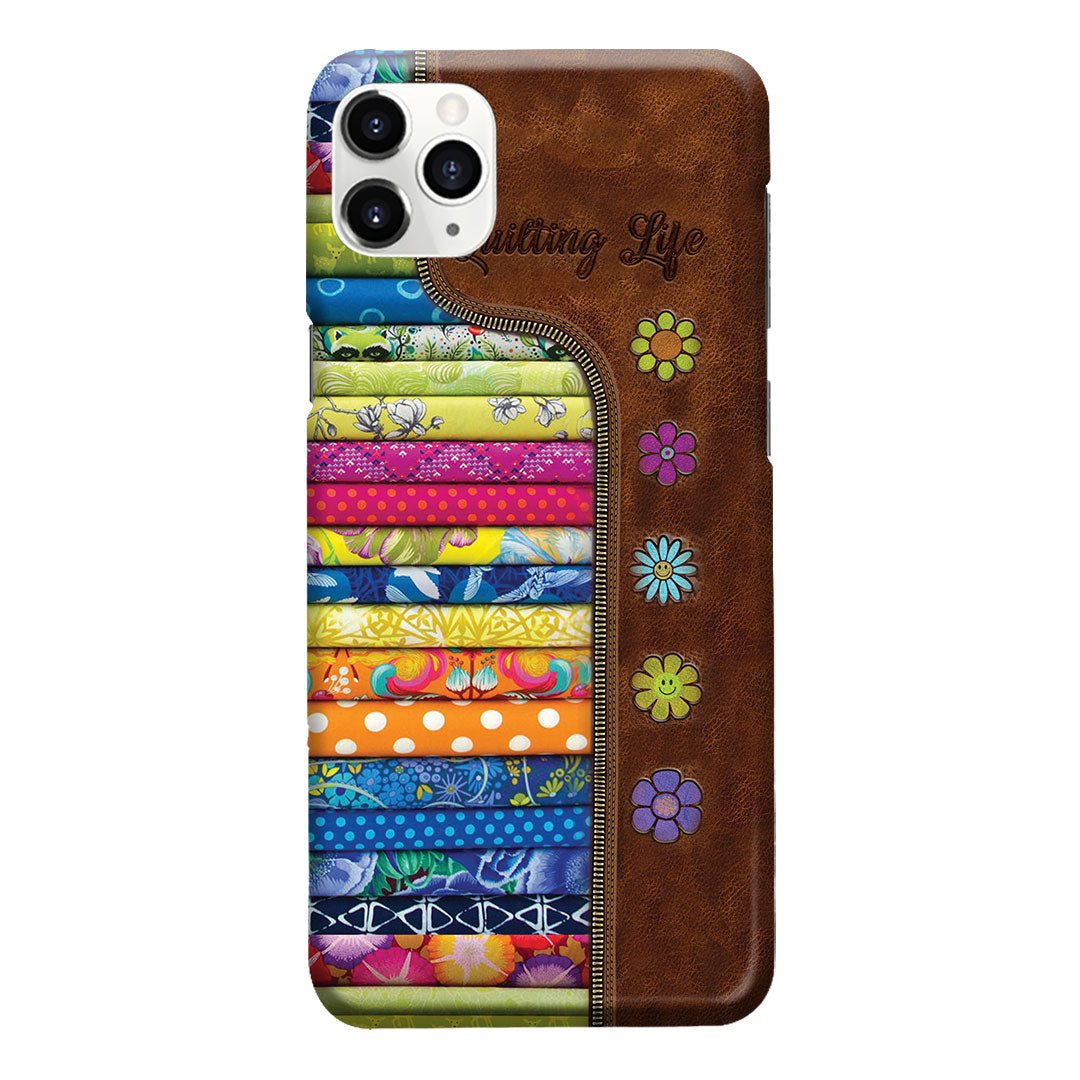 Quilting Life Leather Pattern Print Phone Case