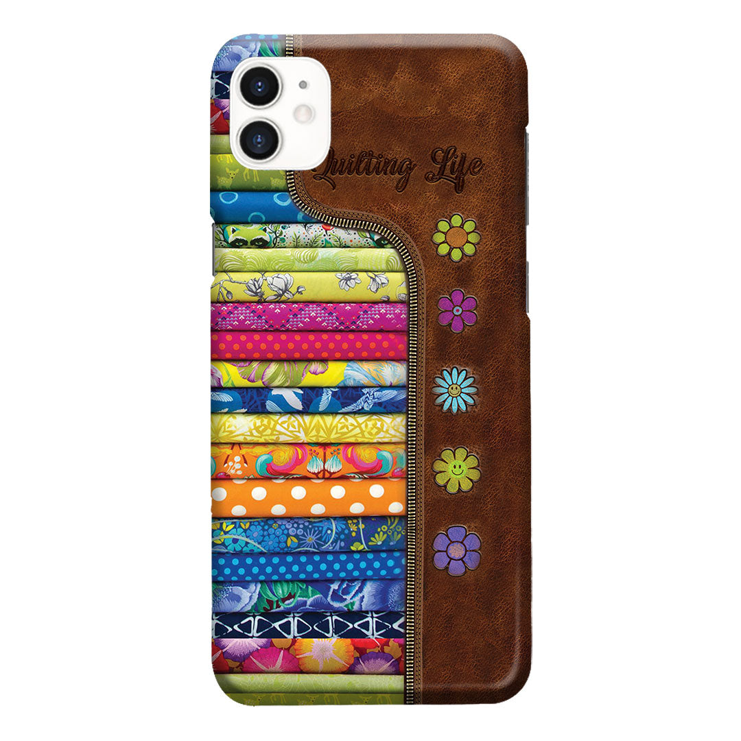 Quilting Life Leather Pattern Print Phone Case
