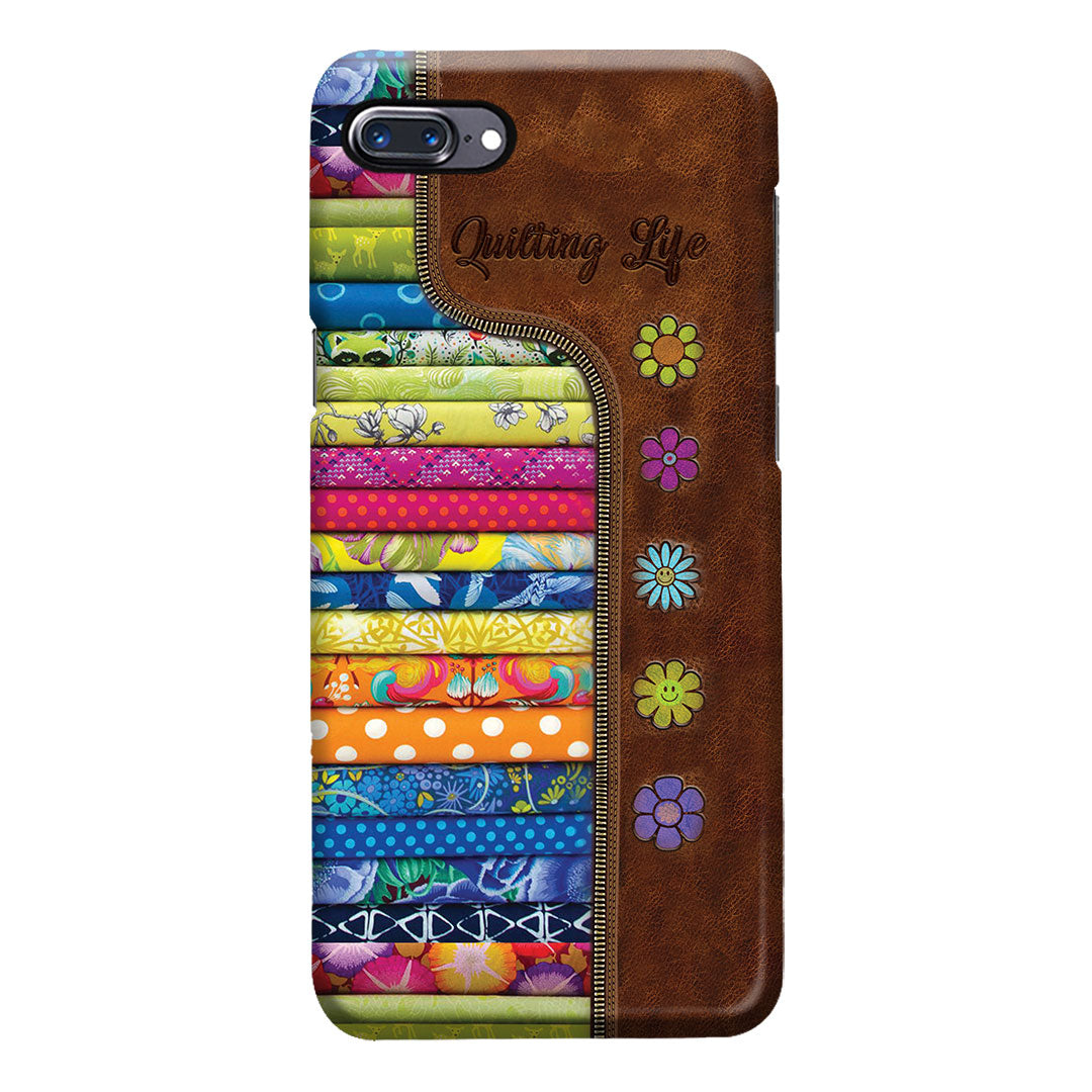 Quilting Life Leather Pattern Print Phone Case