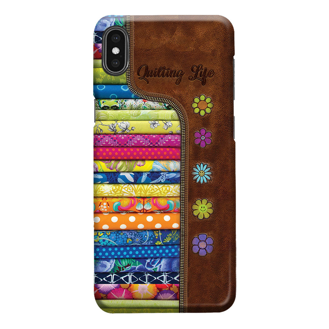 Quilting Life Leather Pattern Print Phone Case