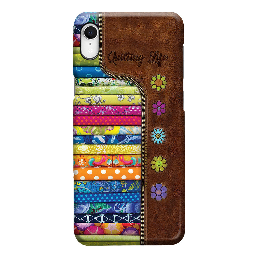 Quilting Life Leather Pattern Print Phone Case