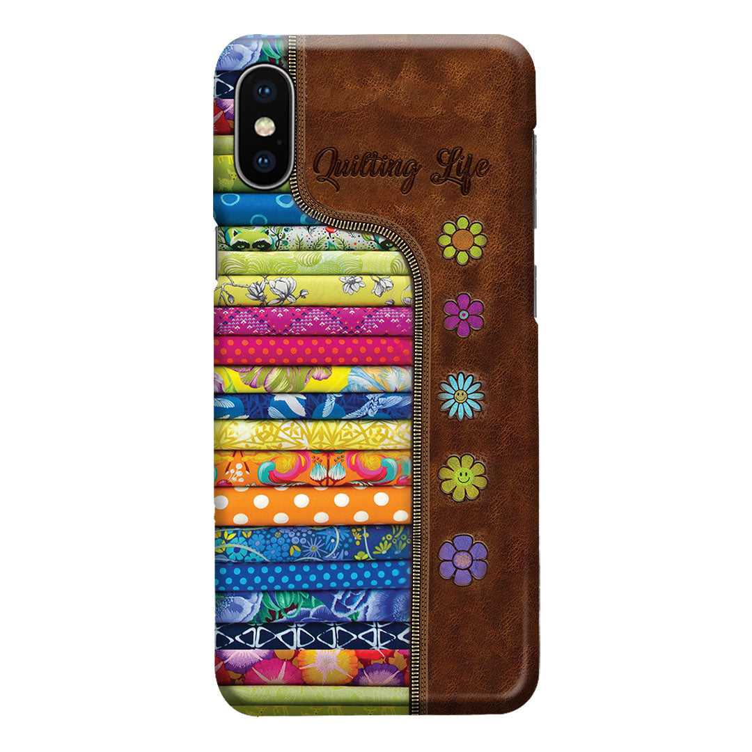 Quilting Life Leather Pattern Print Phone Case