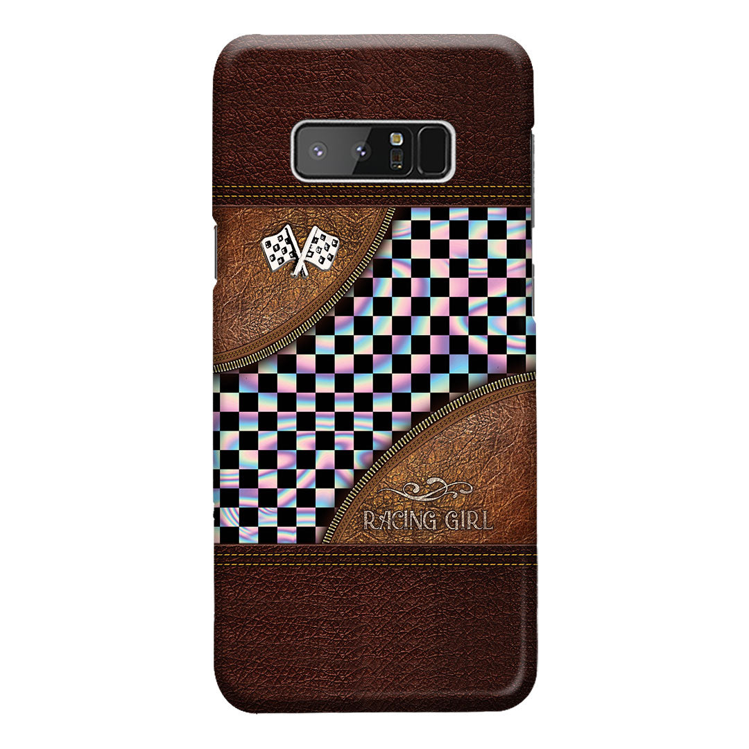 Racing Girl Leather Pattern Print Phone Case