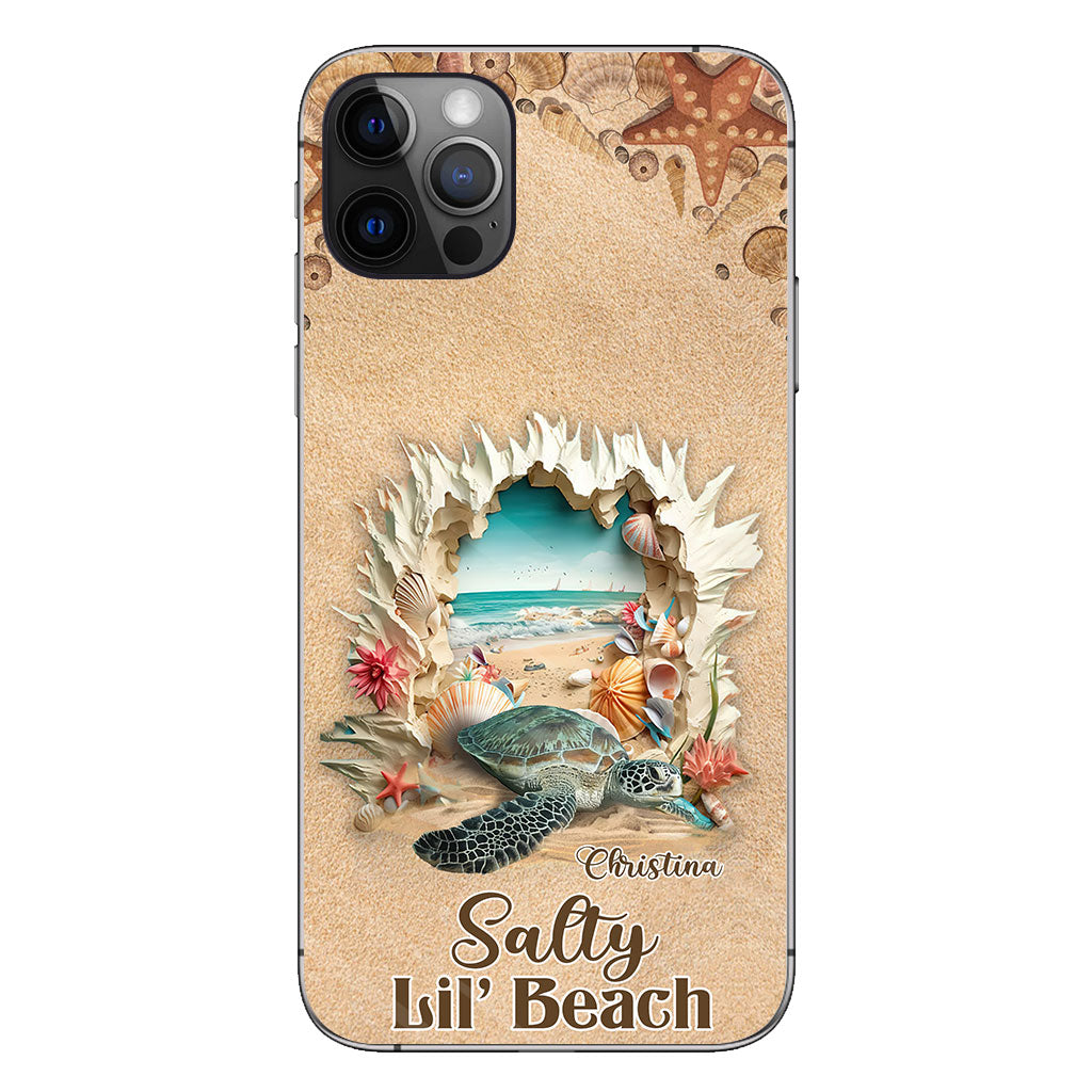 Salty Lil' Beach 3D Effect Pattern - Personalized Turtle Phone Case