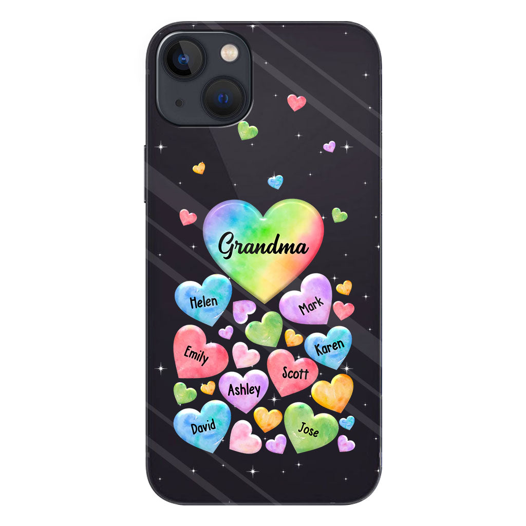 Colorful Heart Of Grandma Mother - Gift for grandma, grandma, mom - Personalized Clear Phone Case