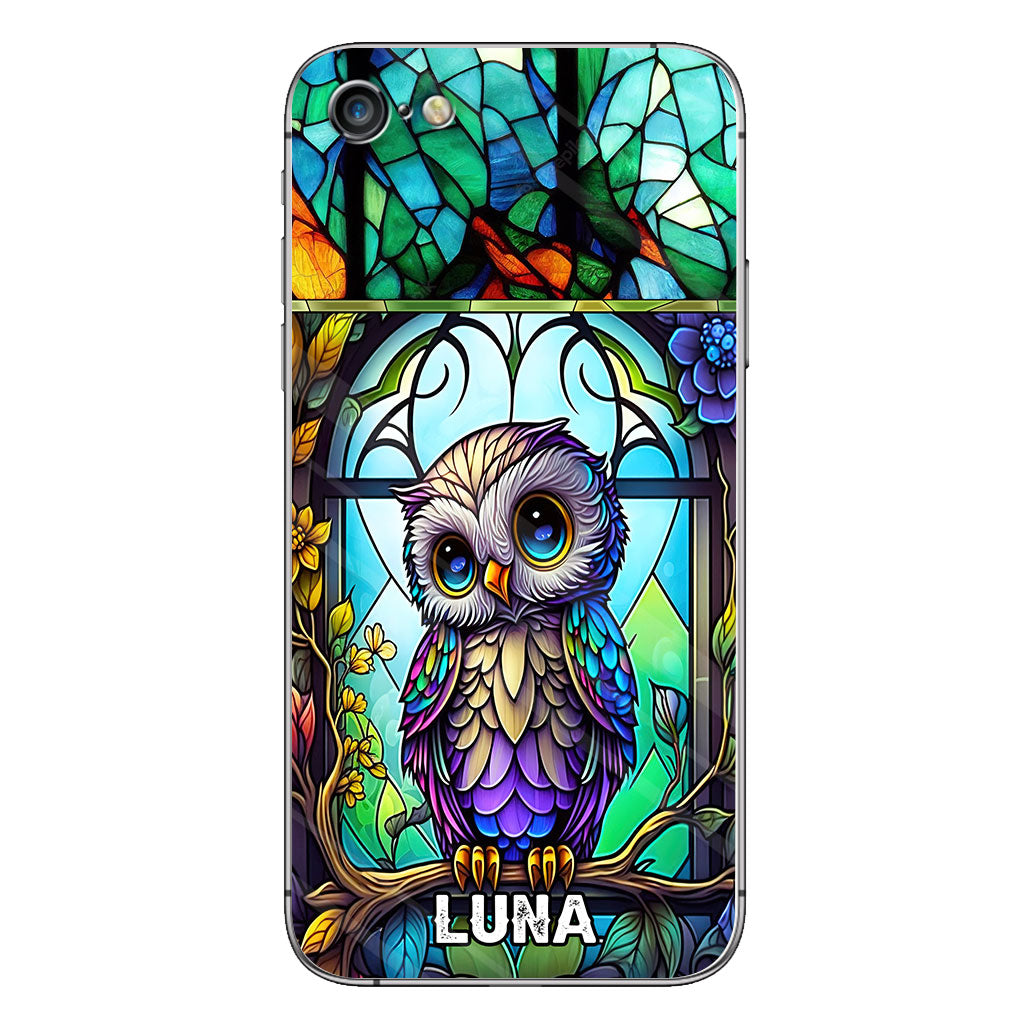 Cute Owl Stained Glass - Personalized Owl Phone case