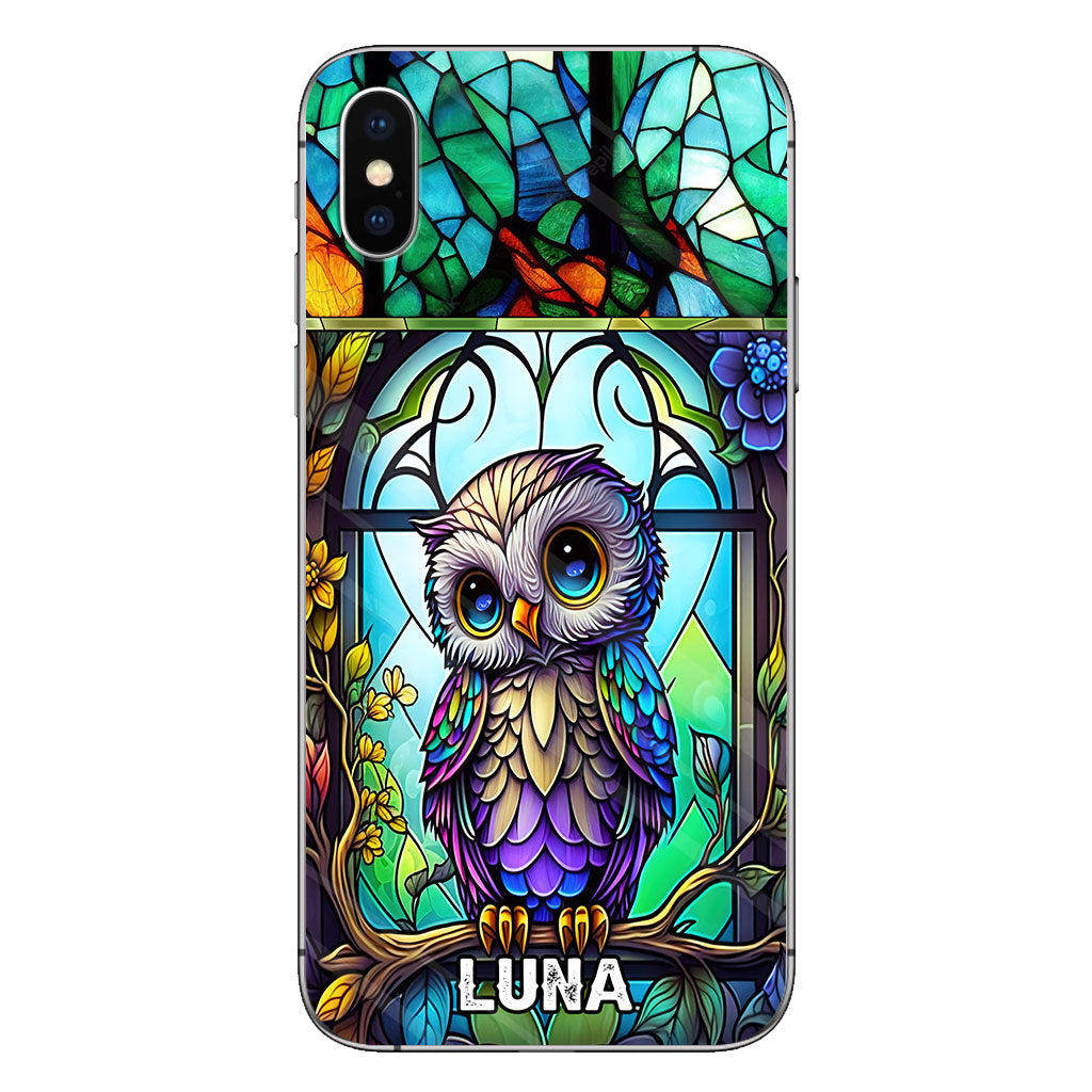 Cute Owl Stained Glass - Personalized Owl Phone case
