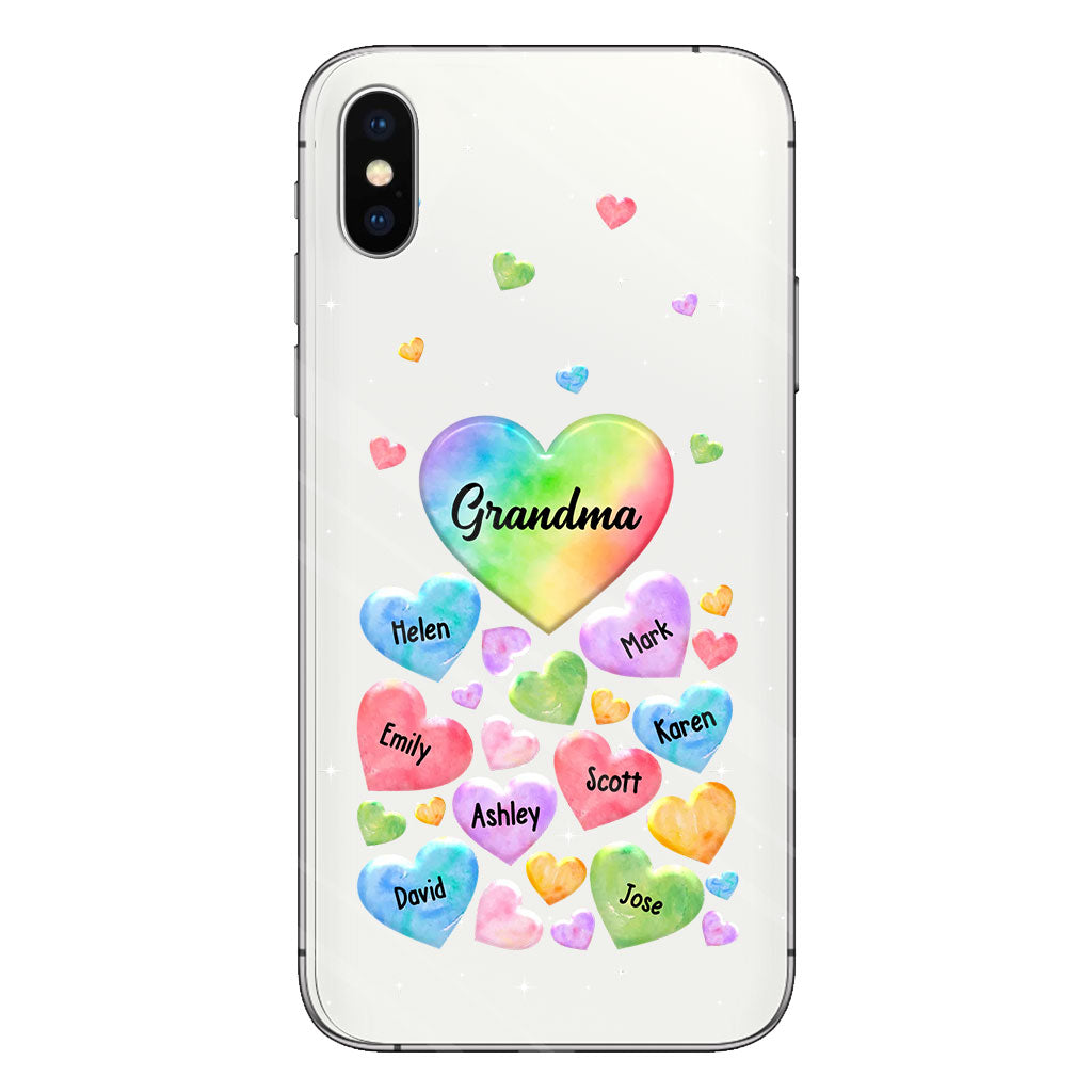 Colorful Heart Of Grandma Mother - Gift for grandma, grandma, mom - Personalized Clear Phone Case