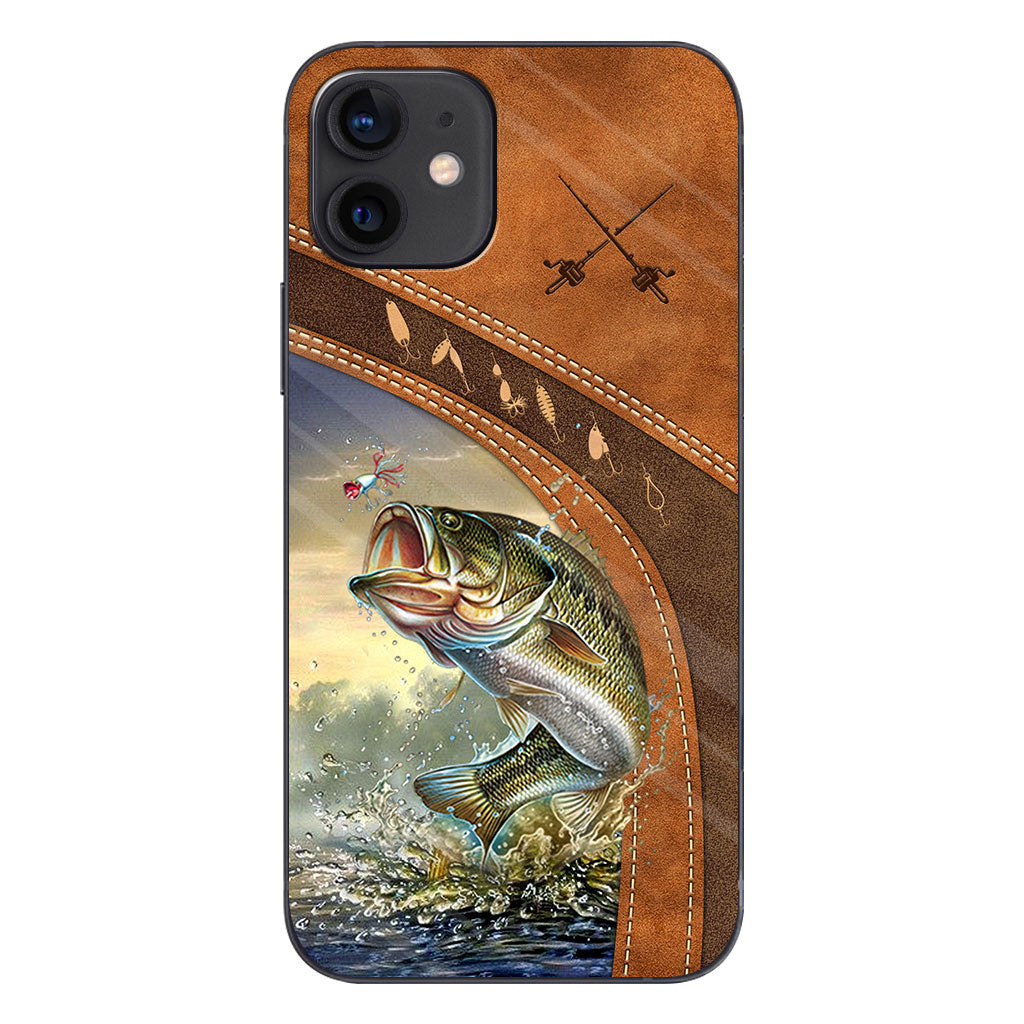 Fishing Lovers - Personalized Phone Case With Leather Pattern Print