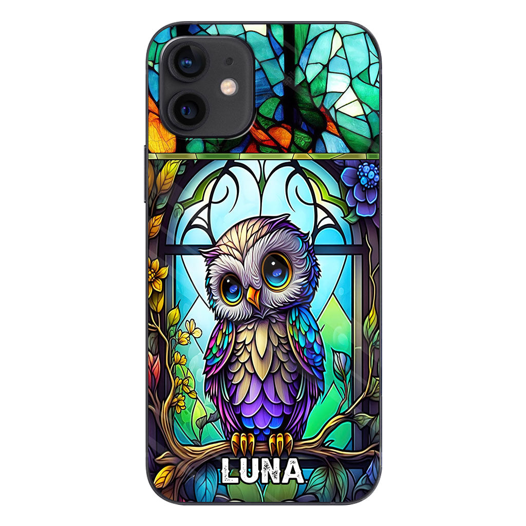 Cute Owl Stained Glass - Personalized Owl Phone case