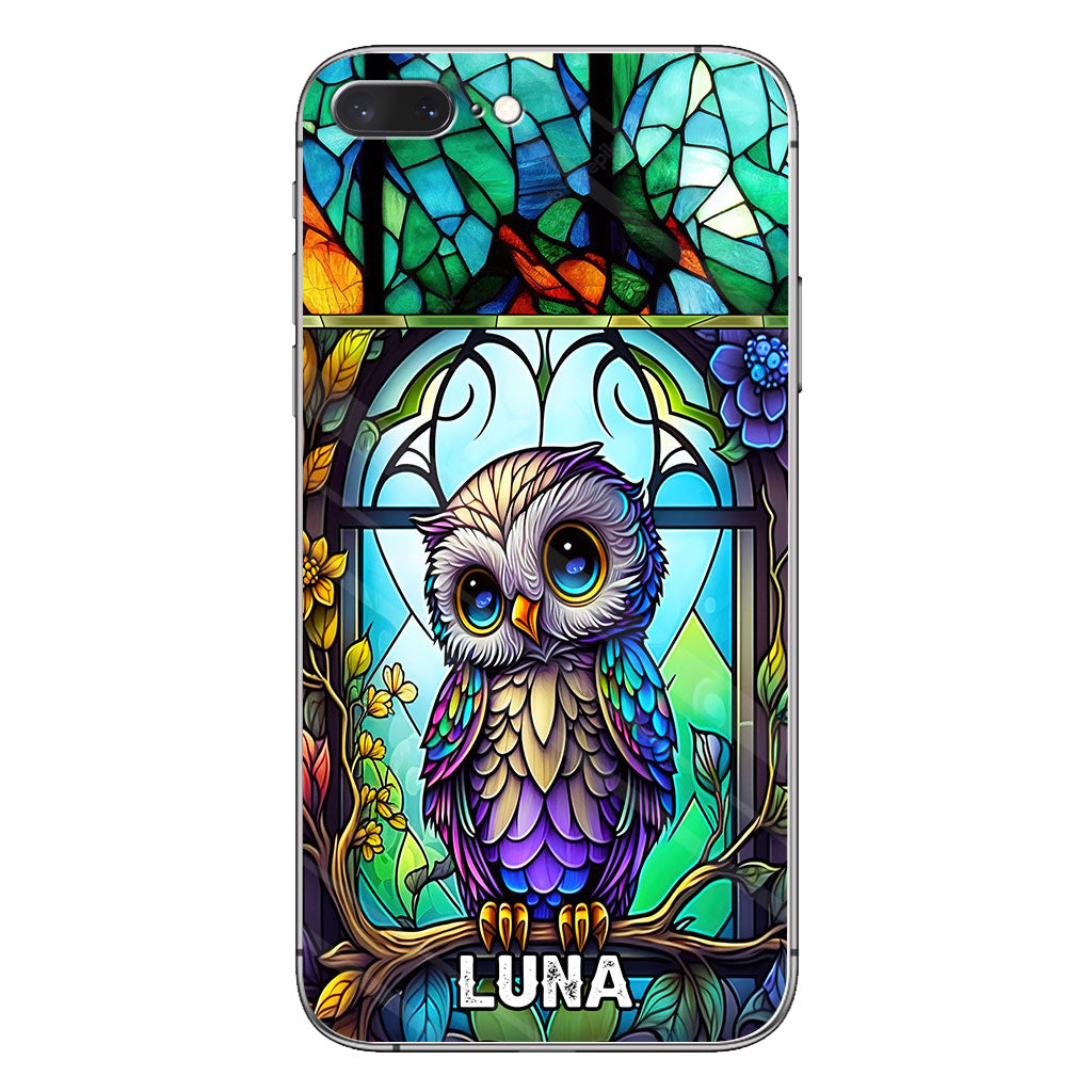 Cute Owl Stained Glass - Personalized Owl Phone case