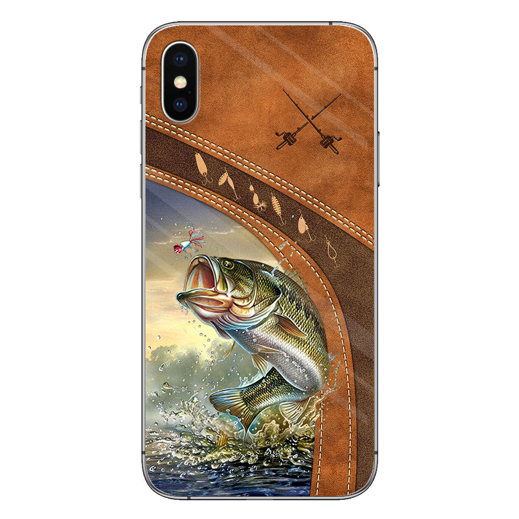 Fishing Lovers - Personalized Phone Case With Leather Pattern Print