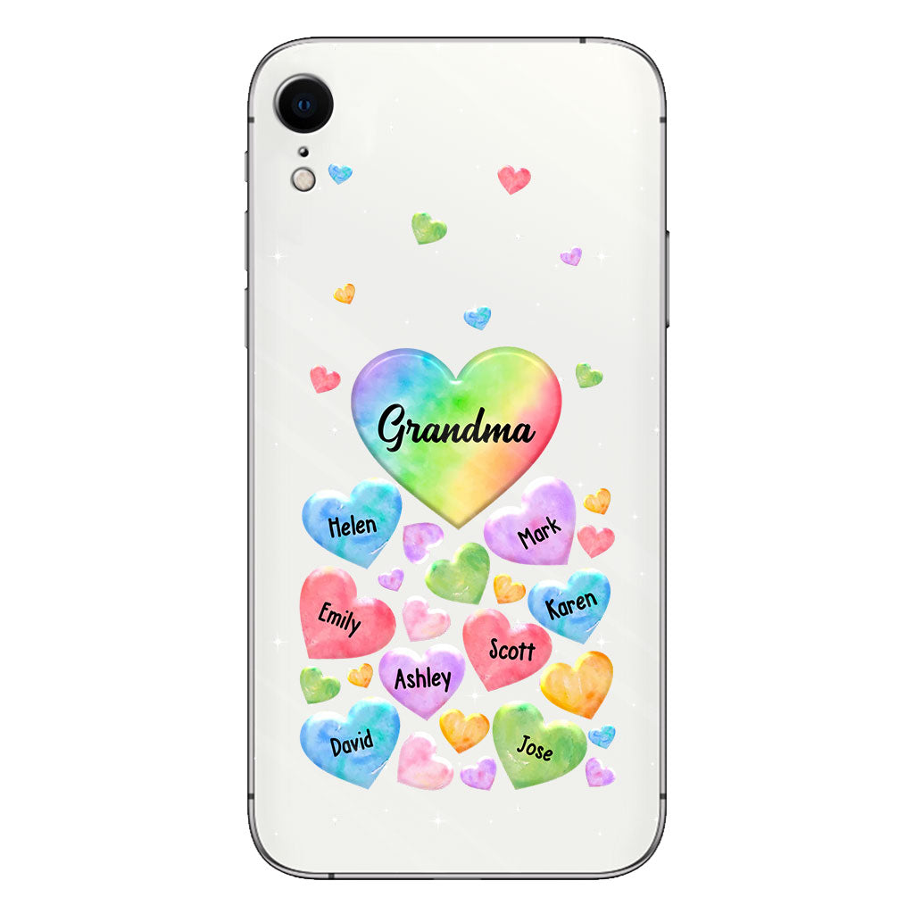 Colorful Heart Of Grandma Mother - Gift for grandma, grandma, mom - Personalized Clear Phone Case