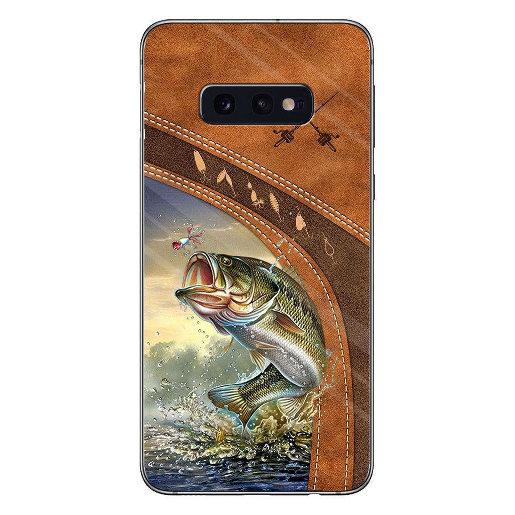 Fishing Lovers - Personalized Phone Case With Leather Pattern Print