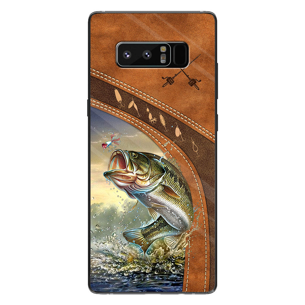 Fishing Lovers - Personalized Phone Case With Leather Pattern Print
