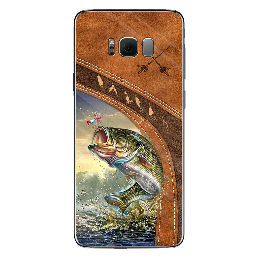Fishing Lovers - Personalized Phone Case With Leather Pattern Print