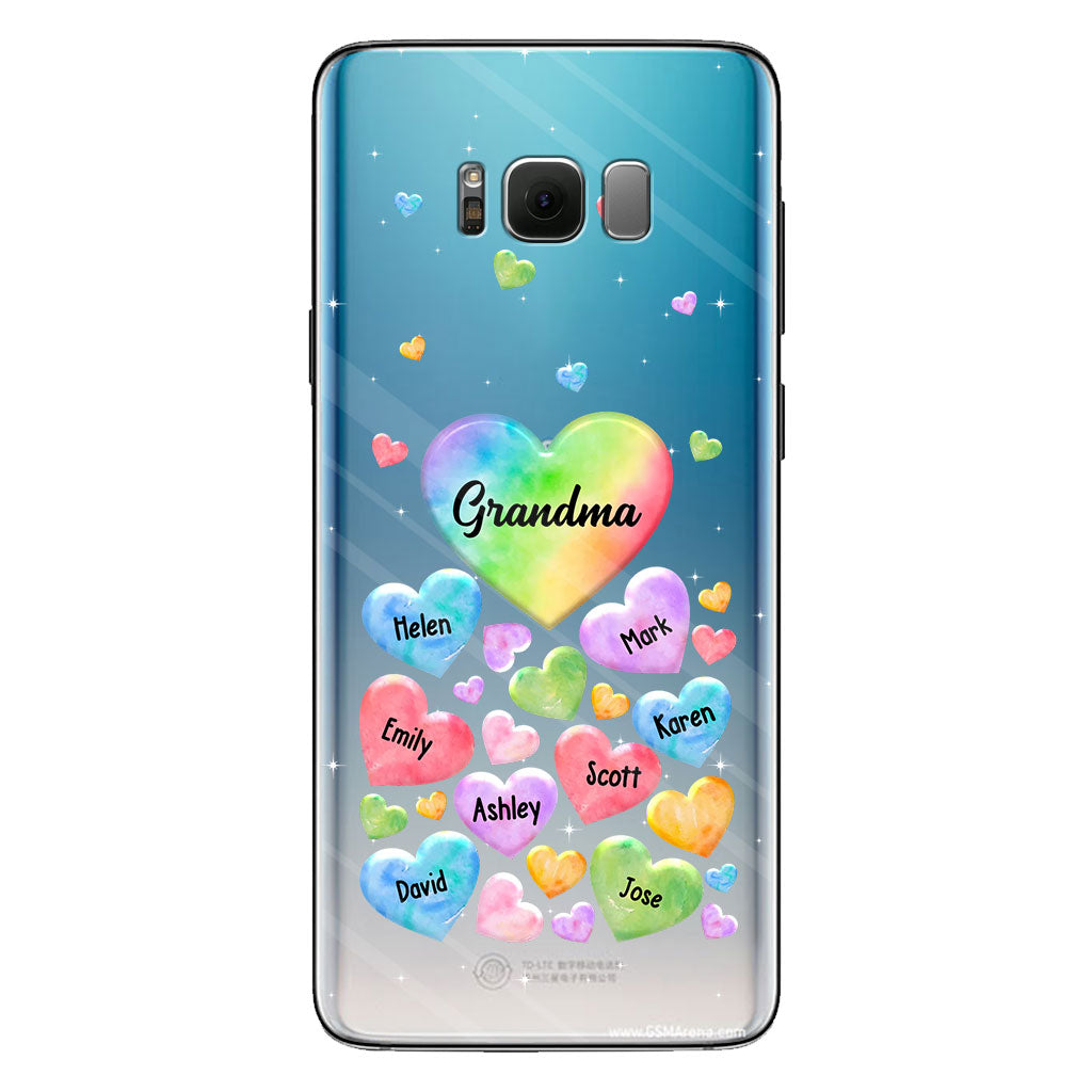 Colorful Heart Of Grandma Mother - Gift for grandma, grandma, mom - Personalized Clear Phone Case