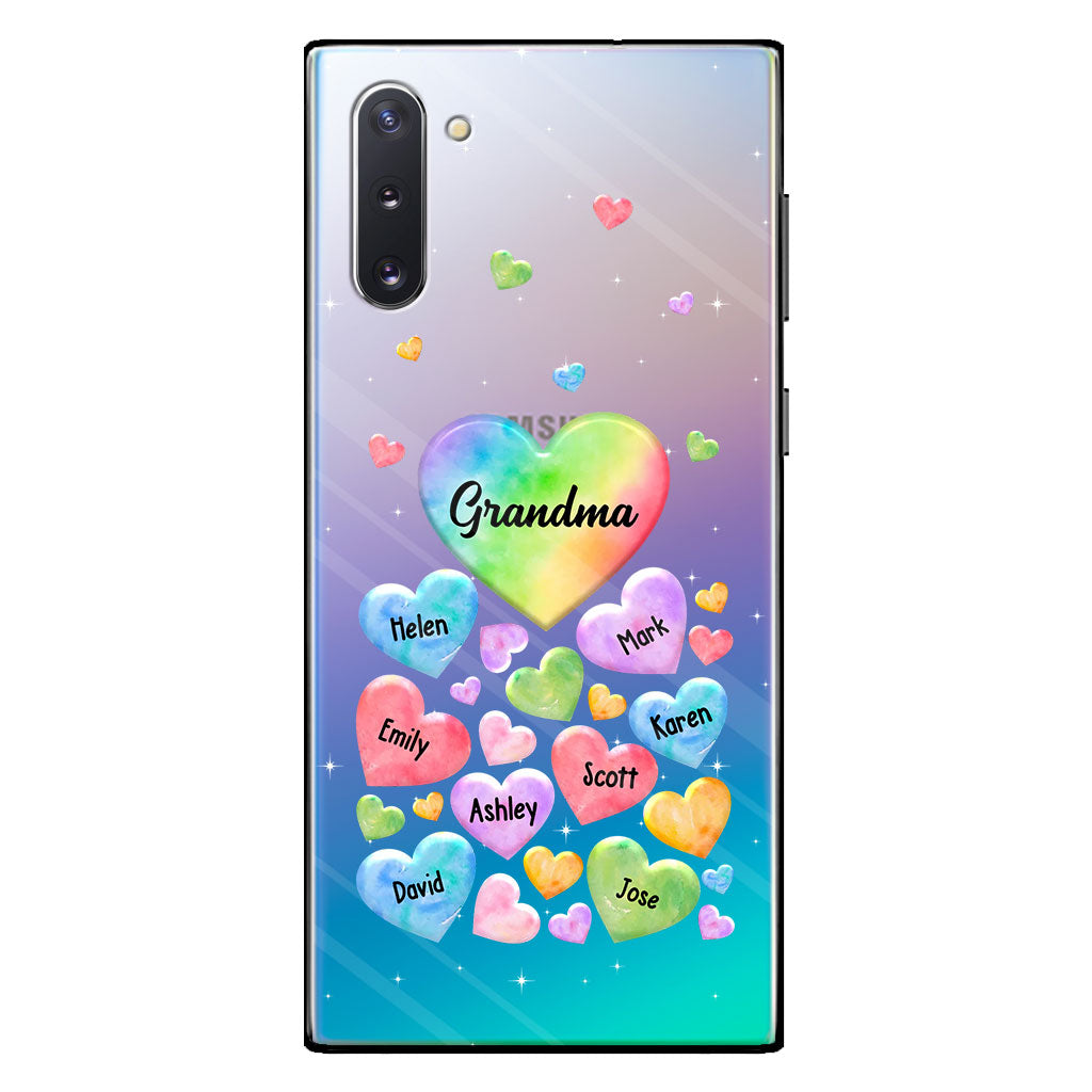 Colorful Heart Of Grandma Mother - Gift for grandma, grandma, mom - Personalized Clear Phone Case