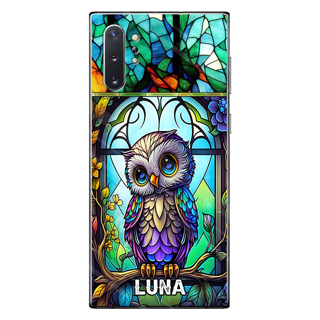 Cute Owl Stained Glass - Personalized Owl Phone case