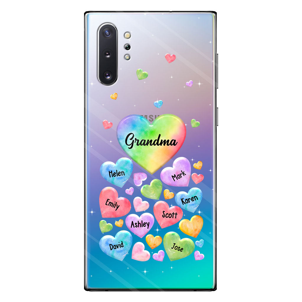 Colorful Heart Of Grandma Mother - Gift for grandma, grandma, mom - Personalized Clear Phone Case