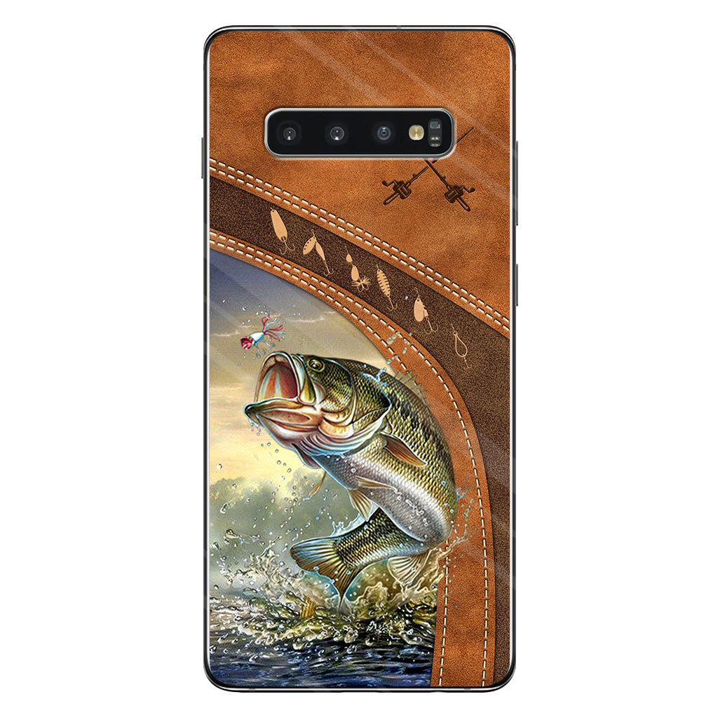 Fishing Lovers - Personalized Phone Case With Leather Pattern Print