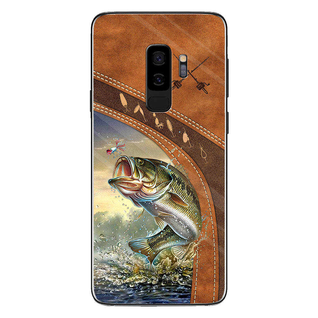 Fishing Lovers - Personalized Phone Case With Leather Pattern Print
