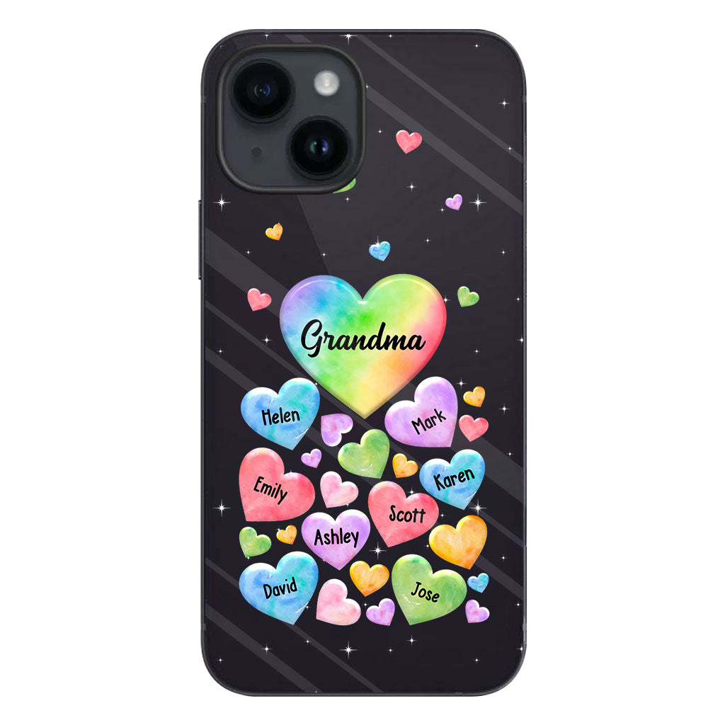 Colorful Heart Of Grandma Mother - Gift for grandma, grandma, mom - Personalized Clear Phone Case