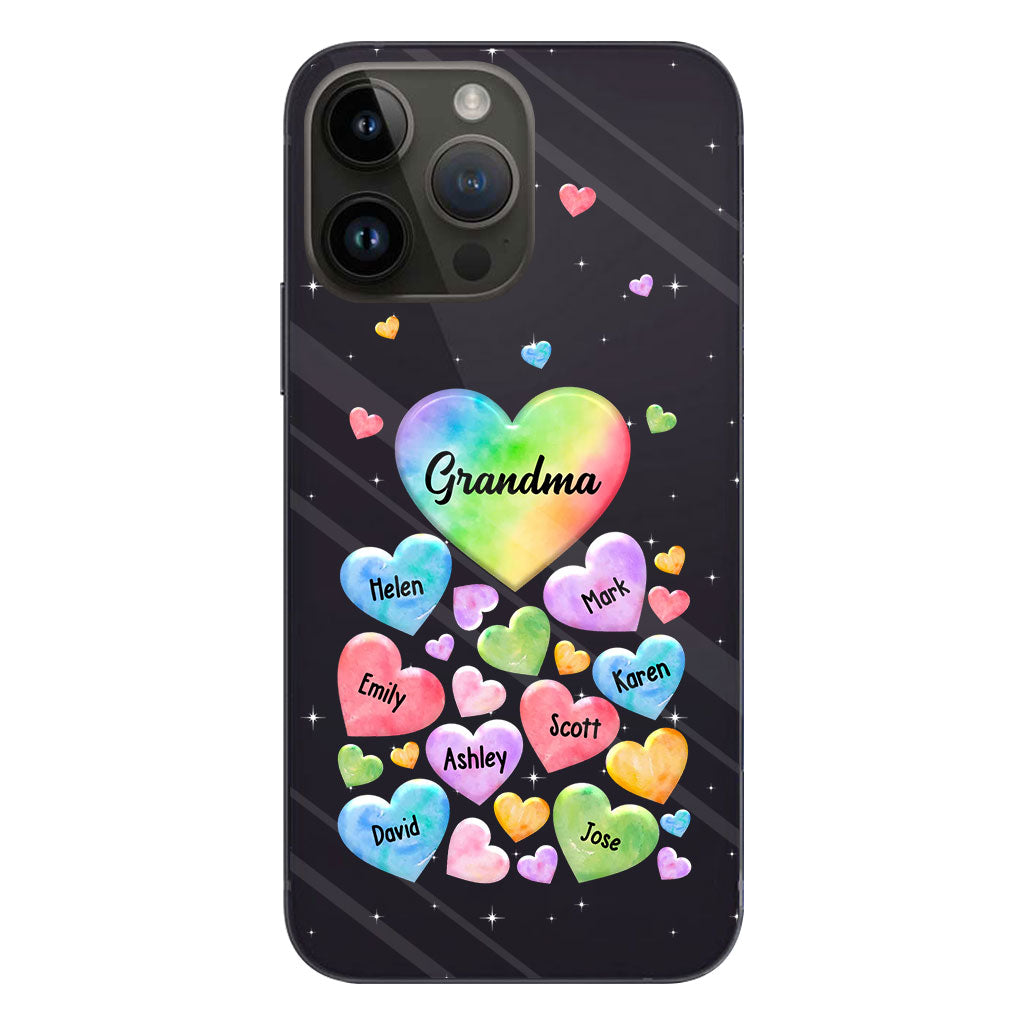Colorful Heart Of Grandma Mother - Gift for grandma, grandma, mom - Personalized Clear Phone Case